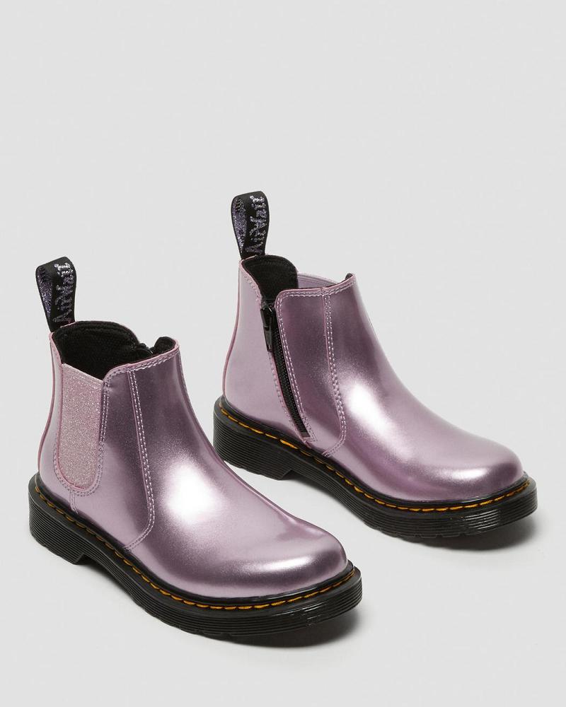 Pink Kids' Dr Martens Junior 2976 Metallic Chelsea Boots | CA 668XYU